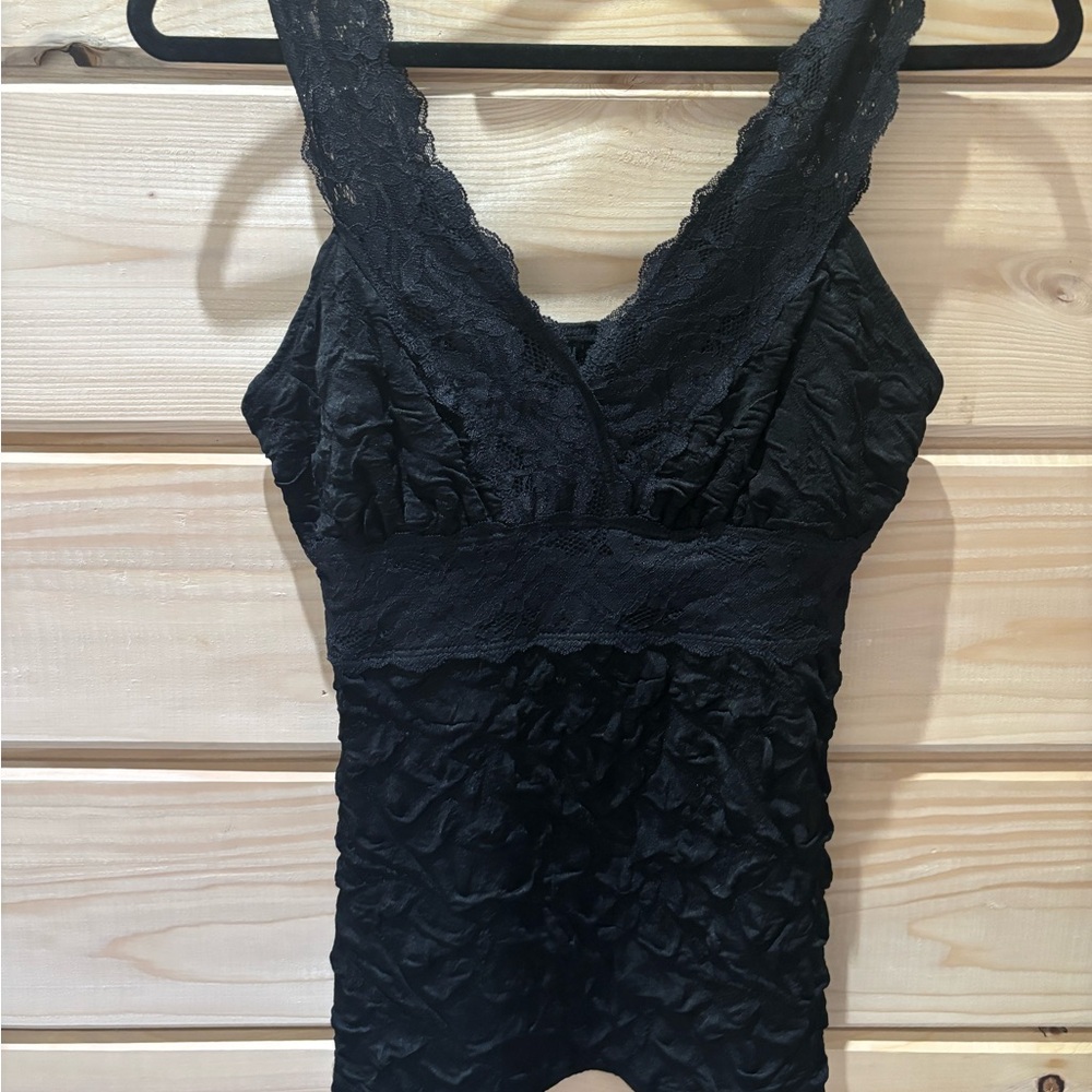 Maurices Black Lace Chemise with Floral Detailing